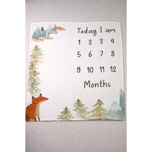 Baby Monthly Milestone Blanket Woodland Fox Forest Newborn Photo Prop 1–12